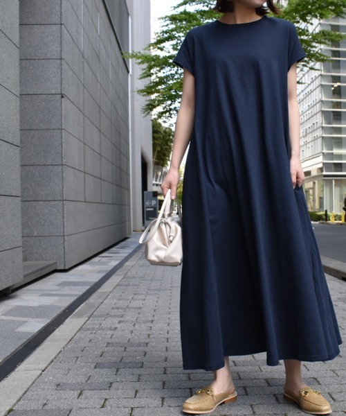 ワンピース ワンピース ドレス汗染み防止 接触冷感コットンａラインボリュームワンピース ワンピース Ranan ラナン のファッション
