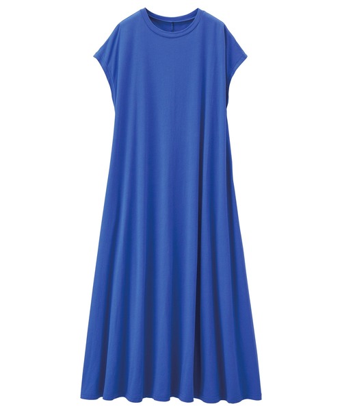 RANAN（ラナン）の「汗染み防止/接触冷感　ゆったりきれいめコットンＡラインボリュームＴシャツワンピース（ワンピース・レディース・ネイビー/モカ/ライトグレー/グリーン/ブルー/オレンジ系その他/ブラック/ピンク/チャコール・LL/M/L）」の12枚目の写真