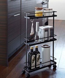 212 KITCHEN STORE（トゥワントゥキッチンストア）の「スリムキッチンワゴン BK 山崎実業 ＜tower タワー＞（ダストボックス）」
