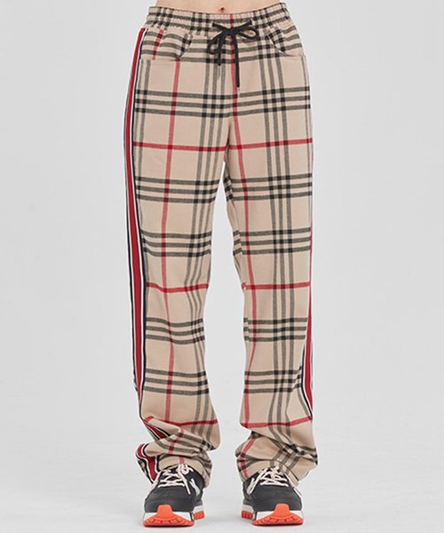 ROMANTIC CROWN（ロマンティッククラウン）の「『ROMANTIC CROWN』サイドラインチェックパンツ（その他パンツ・メンズ・ベージュ/グレー・MEDIUM/LARGE）」の2枚目の写真