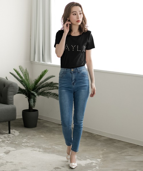 Julia Boutique（ジュリアブティック）の「パールロゴデザインTシャツ・トップス・カットソー/510736（Tシャツ/カットソー・レディース・ブラック/ホワイト/ピンク/ブルー/イエロー・ONE）」の20枚目の写真