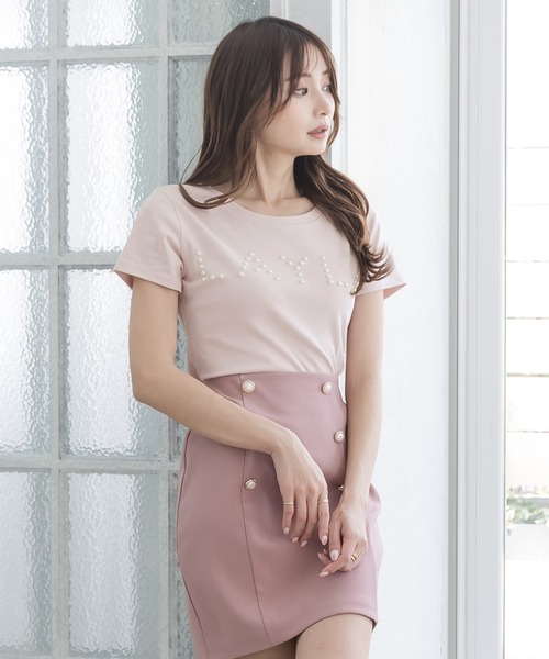 Julia Boutique（ジュリアブティック）の「パールロゴデザインTシャツ・トップス・カットソー/510736（Tシャツ/カットソー・レディース・ブラック/ホワイト/ピンク/ブルー/イエロー・ONE）」の19枚目の写真