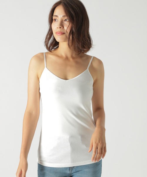 BAYFLOW（ベイフロー）の「コットンレーヨンフライスキャミソール（キャミソール・レディース・ブラック/ベージュ/ホワイト/ブラウン/カーキ・SMALL/MEDIUM）」の2枚目の写真