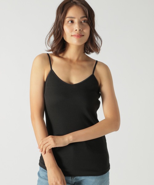 BAYFLOW（ベイフロー）の「コットンレーヨンフライスキャミソール（キャミソール・レディース・ブラック/ベージュ/ホワイト/ブラウン/カーキ・SMALL/MEDIUM）」の3枚目の写真