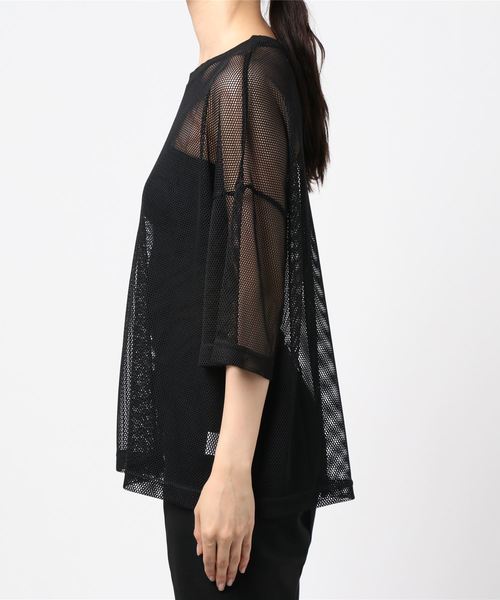 ottilie(オティーリエ)の「メッシュオーバーサイズT(Tシャツ/カットソー・レディース・ホワイト/ブラック・FREE)」の3枚目の写真