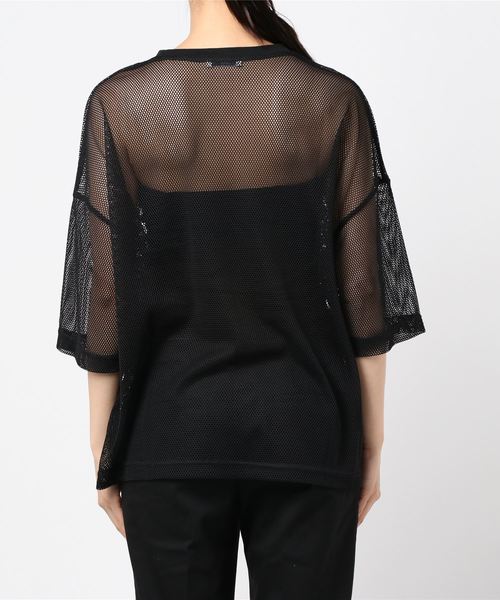 ottilie(オティーリエ)の「メッシュオーバーサイズT(Tシャツ/カットソー・レディース・ホワイト/ブラック・FREE)」の4枚目の写真