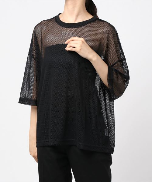 ottilie(オティーリエ)の「メッシュオーバーサイズT(Tシャツ/カットソー・レディース・ホワイト/ブラック・FREE)」の5枚目の写真