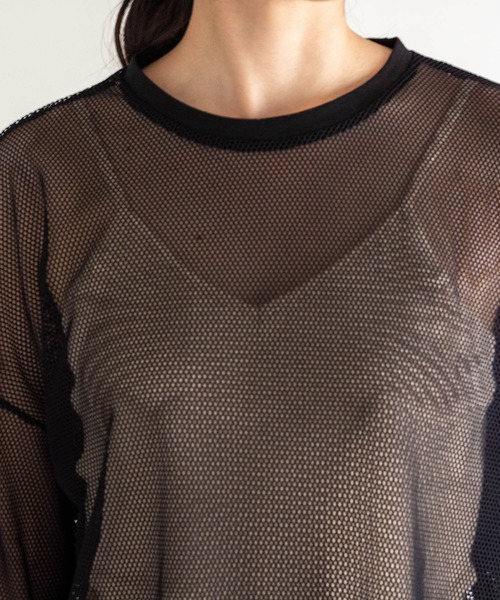 ottilie(オティーリエ)の「メッシュオーバーサイズT(Tシャツ/カットソー・レディース・ホワイト/ブラック・FREE)」の21枚目の写真