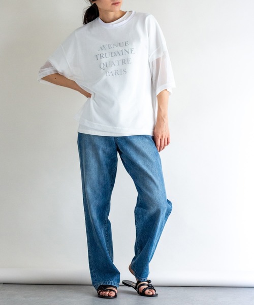 ottilie(オティーリエ)の「メッシュオーバーサイズT(Tシャツ/カットソー・レディース・ホワイト/ブラック・FREE)」の17枚目の写真