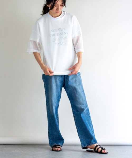 ottilie(オティーリエ)の「メッシュオーバーサイズT(Tシャツ/カットソー・レディース・ホワイト/ブラック・FREE)」の16枚目の写真