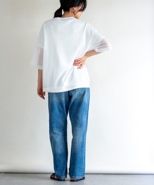 ottilie(オティーリエ)の「メッシュオーバーサイズT(Tシャツ/カットソー・レディース・ホワイト/ブラック・FREE)」の12枚目の写真