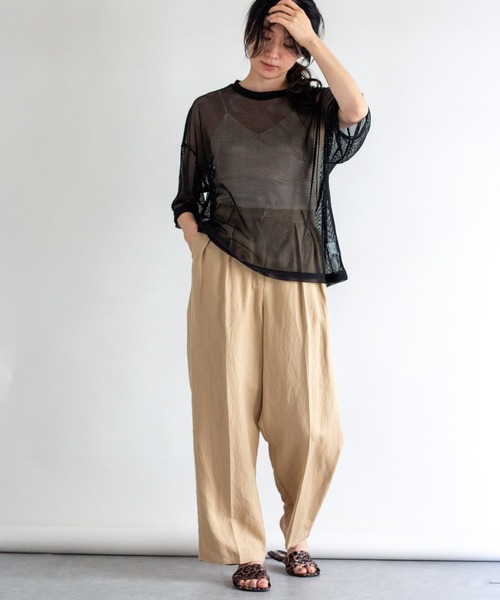ottilie(オティーリエ)の「メッシュオーバーサイズT(Tシャツ/カットソー・レディース・ホワイト/ブラック・FREE)」の11枚目の写真