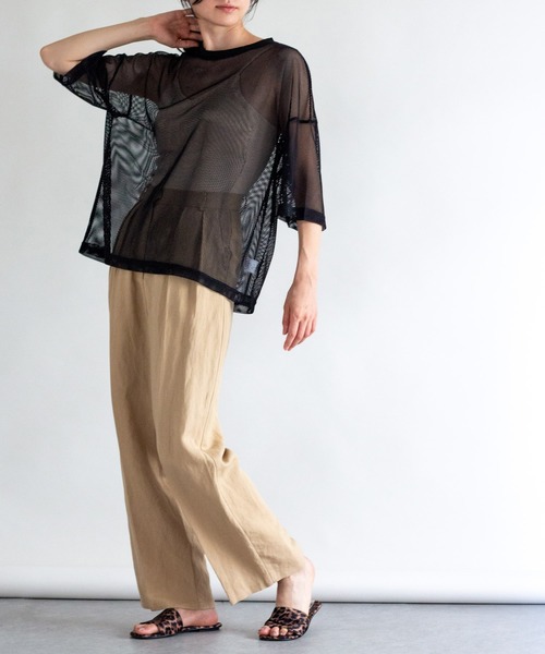 ottilie(オティーリエ)の「メッシュオーバーサイズT(Tシャツ/カットソー・レディース・ホワイト/ブラック・FREE)」の9枚目の写真