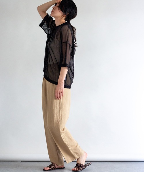 ottilie(オティーリエ)の「メッシュオーバーサイズT(Tシャツ/カットソー・レディース・ホワイト/ブラック・FREE)」の10枚目の写真