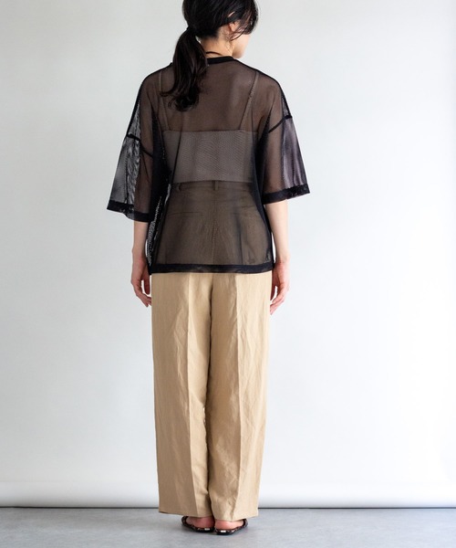 ottilie(オティーリエ)の「メッシュオーバーサイズT(Tシャツ/カットソー・レディース・ホワイト/ブラック・FREE)」の7枚目の写真