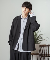 【セットアップ】オーバーサイズ ビッグ長袖シャツジャケット / ワイドジップJKT&テーパードパンツ