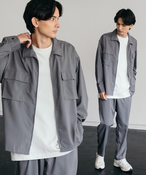 Rocky Monroe（ロッキーモンロー）の「【セットアップ】オーバーサイズ ビッグ長袖シャツジャケット / ワイドジップJKT＆テーパードパンツ（セットアップ・メンズ・ブラック/ベージュ系その他/グリーン系その他/ブラック系その他/ブルーグリーン/ベージュ/グレイッシュベージュ/ベージュ系その他2/グレー系その他/ライトグレー/ベージュ系1/ブラック系/ライトグレー系/ベージュ系/ブラウン/ネイビー/カーキ系/ライトカーキ/ブルーグレー/ネイビー系/グレー系/ブラウン系/グレー系2/グレー系1/チャコールグレー/グレー・M/L/XL）」の13枚目の写真