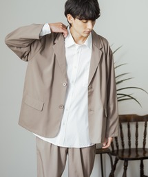 【セットアップ】オーバーサイズ ビッグ長袖シャツジャケット / ワイドジップJKT＆テーパードパンツ