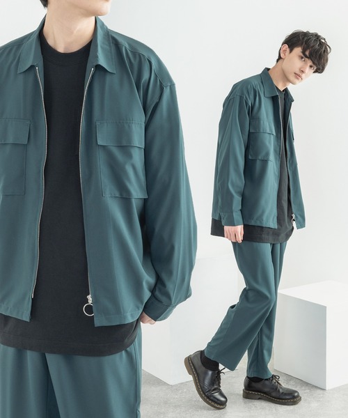 Rocky Monroe（ロッキーモンロー）の「【セットアップ】オーバーサイズ ビッグ長袖シャツジャケット / ワイドジップJKT＆テーパードパンツ（セットアップ・メンズ・ブラック/ベージュ系その他/グリーン系その他/ブラック系その他/ブルーグリーン/ベージュ/グレイッシュベージュ/ベージュ系その他2/グレー系その他/ライトグレー/ベージュ系1/ブラック系/ライトグレー系/ベージュ系/ブラウン/ネイビー/カーキ系/ライトカーキ/ブルーグレー/ネイビー系/グレー系/ブラウン系/グレー系2/グレー系1/チャコールグレー/グレー・M/L/XL）」の22枚目の写真