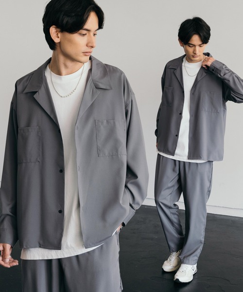 Rocky Monroe（ロッキーモンロー）の「【セットアップ】オーバーサイズ ビッグ長袖シャツジャケット / ワイドジップJKT＆テーパードパンツ（セットアップ・メンズ・ブラック/ベージュ系その他/グリーン系その他/ブラック系その他/ブルーグリーン/ベージュ/グレイッシュベージュ/ベージュ系その他2/グレー系その他/ライトグレー/ベージュ系1/ブラック系/ライトグレー系/ベージュ系/ブラウン/ネイビー/カーキ系/ライトカーキ/ブルーグレー/ネイビー系/グレー系/ブラウン系/グレー系2/グレー系1/チャコールグレー/グレー・M/L/XL）」の8枚目の写真