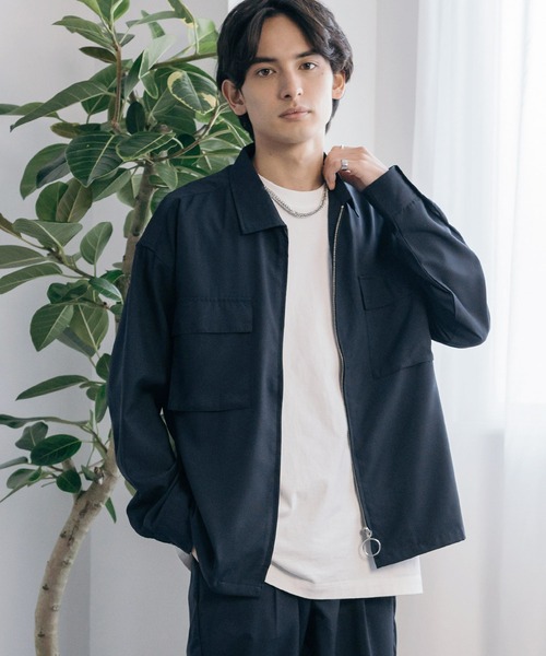 セットアップ】オーバーサイズ ビッグ長袖シャツジャケット / ワイド