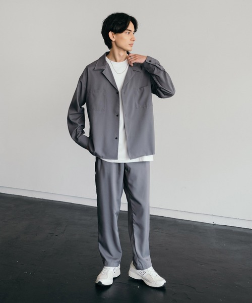セットアップ】オーバーサイズ ビッグ長袖シャツジャケット / ワイド