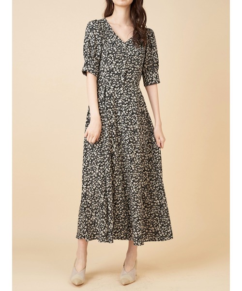 ROYAL PARTY（ロイヤルパーティー）の「小花柄ロングワンピース（ワンピース・レディース・オフホワイト/ブラック/グリーン・FREE）」の2枚目の写真