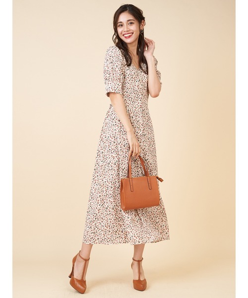 ROYAL PARTY（ロイヤルパーティー）の「小花柄ロングワンピース（ワンピース・レディース・オフホワイト/ブラック/グリーン・FREE）」の8枚目の写真