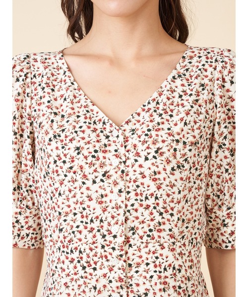 ROYAL PARTY（ロイヤルパーティー）の「小花柄ロングワンピース（ワンピース・レディース・オフホワイト/ブラック/グリーン・FREE）」の13枚目の写真