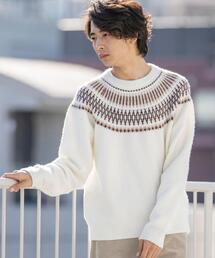 coen | キュウシンクルーネックニット(ノルディック柄)(ニット/セーター)