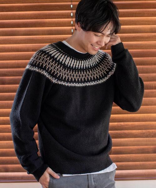 coen（コーエン）の「キュウシンクルーネックニット（ニット/セーター・メンズ・ブラック/オフホワイト・MEDIUM/SMALL/LARGE/X-LARGE）」の17枚目の写真