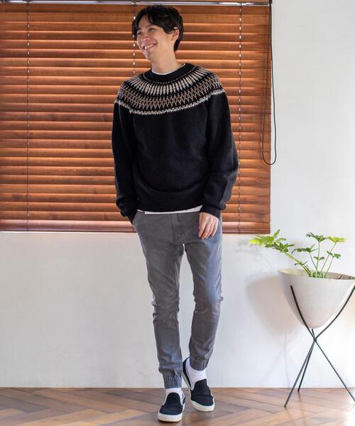 coen（コーエン）の「キュウシンクルーネックニット（ニット/セーター・メンズ・ブラック/オフホワイト・MEDIUM/SMALL/LARGE/X-LARGE）」の7枚目の写真
