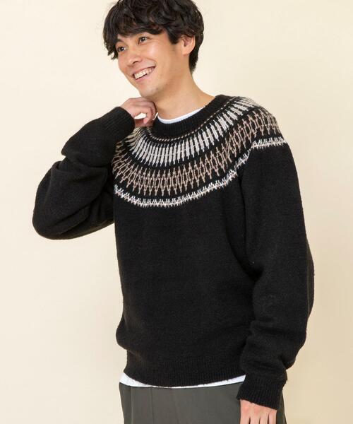 coen（コーエン）の「キュウシンクルーネックニット（ニット/セーター・メンズ・ブラック/オフホワイト・MEDIUM/SMALL/LARGE/X-LARGE）」の8枚目の写真