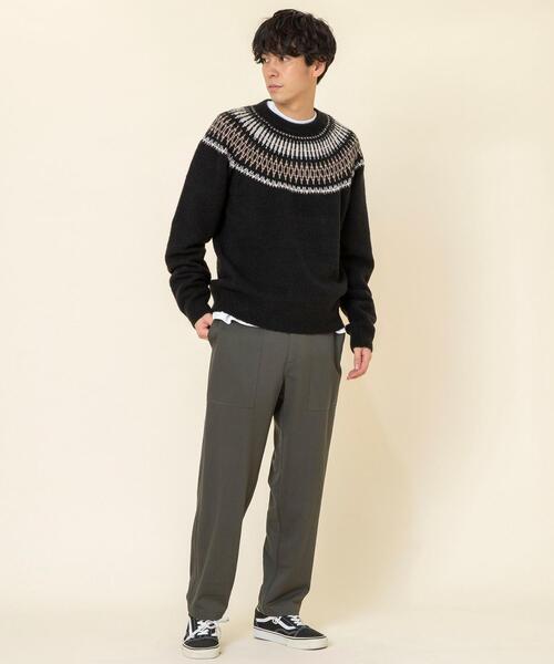 coen（コーエン）の「キュウシンクルーネックニット（ニット/セーター・メンズ・ブラック/オフホワイト・MEDIUM/SMALL/LARGE/X-LARGE）」の4枚目の写真