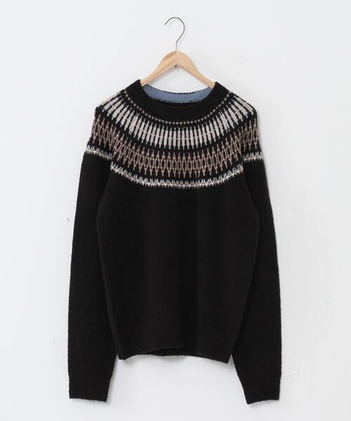 coen（コーエン）の「キュウシンクルーネックニット（ニット/セーター・メンズ・ブラック/オフホワイト・MEDIUM/SMALL/LARGE/X-LARGE）」の9枚目の写真