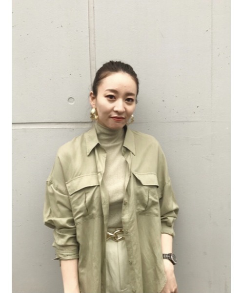 THROW by SLY（スローバイスライ）の「THROW WASHI HEM ROUND SH ヘム ラウンド シャツ（シャツ/ブラウス・レディース・ライトカーキ/キャメル・FREE）」の22枚目の写真
