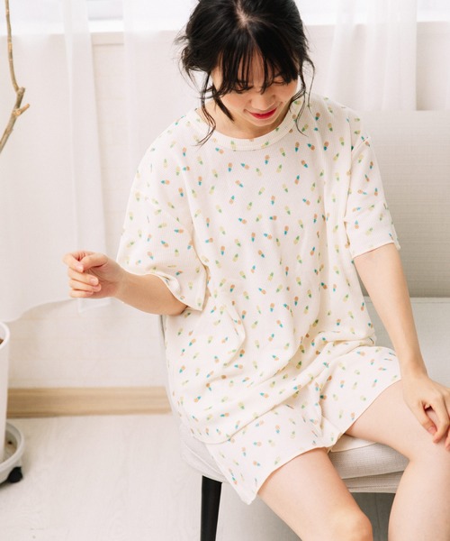 FRUIT OF THE LOOM（フルーツオブザルーム）の「フルーツ柄ワッフル半袖上下セット（ルームウェア/パジャマ・レディース・レッド系その他/ホワイト/パープル系その他/イエロー/パープル/レッド/グリーン/オレンジ・S/M/L）」の20枚目の写真