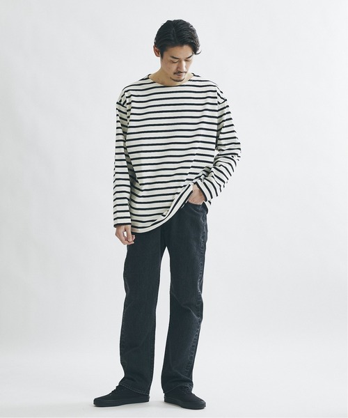 JOURNAL STANDARD(ジャーナルスタンダード)の「フレンチボーダー ボートネック ルーズ ドライ オーバーサイズ Tシャツ(Tシャツ/カットソー・メンズ・ホワイト系その他/ホワイト/ブラック/ブルー系その他・MEDIUM/LARGE)」の9枚目の写真