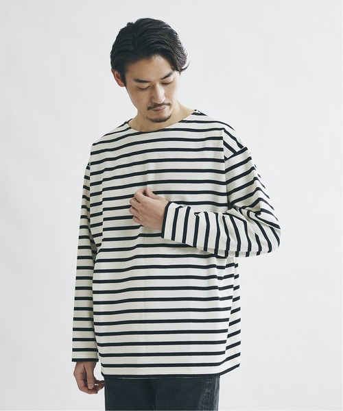 JOURNAL STANDARD(ジャーナルスタンダード)の「フレンチボーダー ボートネック ルーズ ドライ オーバーサイズ Tシャツ(Tシャツ/カットソー・メンズ・ホワイト系その他/ホワイト/ブラック/ブルー系その他・MEDIUM/LARGE)」の10枚目の写真