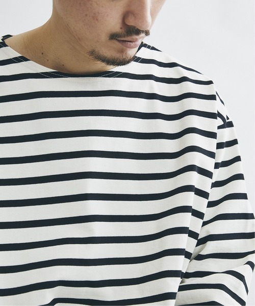 JOURNAL STANDARD(ジャーナルスタンダード)の「フレンチボーダー ボートネック ルーズ ドライ オーバーサイズ Tシャツ(Tシャツ/カットソー・メンズ・ホワイト系その他/ホワイト/ブラック/ブルー系その他・MEDIUM/LARGE)」の7枚目の写真