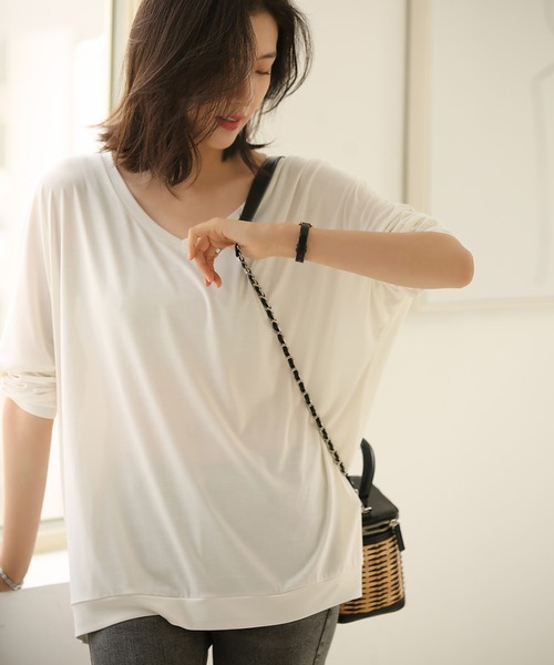 SAISON DE PAPILLON(セゾンドパピヨン)の「ビックシルエットドルマンスリーブカットソー(Tシャツ/カットソー・レディース・ホワイト/ベージュ/ブルー/ブラック/カーキ・フリー)」の22枚目の写真