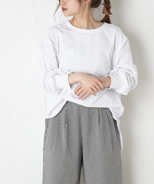 PUAL CE CIN（ピュアルセシン）の「RERISE コットンプルオーバー（Tシャツ/カットソー・レディース・ホワイト/ナチュラル/チャコールグレー・FREE）」の16枚目の写真