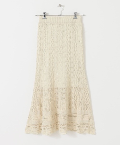 URBAN RESEARCH（アーバンリサーチ）の「透かし柄ニットマーメイドスカート（スカート・レディース・カーキ/ホワイト系その他・FREE）」の9枚目の写真