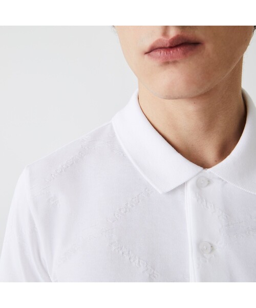 LACOSTE L!VE（ラコステライブ）の「LACOSTE L!VE総柄ジャカードポロシャツ（ポロシャツ・メンズ・ホワイト/ブラック・L/M/XS/S）」の7枚目の写真