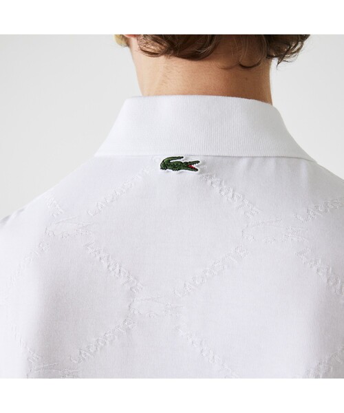 LACOSTE L!VE（ラコステライブ）の「LACOSTE L!VE総柄ジャカードポロシャツ（ポロシャツ・メンズ・ホワイト/ブラック・L/M/XS/S）」の6枚目の写真
