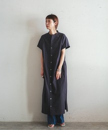 FIL DE FER | コットンリネンワッシャー　スタンドネックワンピース(ワンピース)
