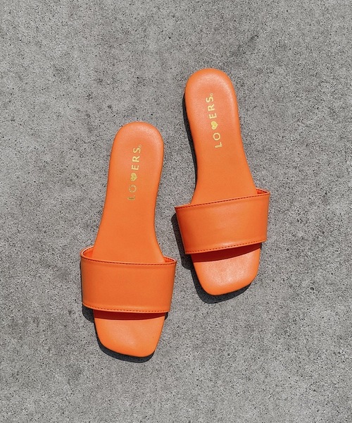 shopnikoniko（ショップニコニコ）の「スクエアフラットスライドサンダル（サンダル・レディース・ブラック/ベージュ/ブルー/ブラウン/オレンジ/オフホワイト・LL/S/M/L/XL）」の6枚目の写真