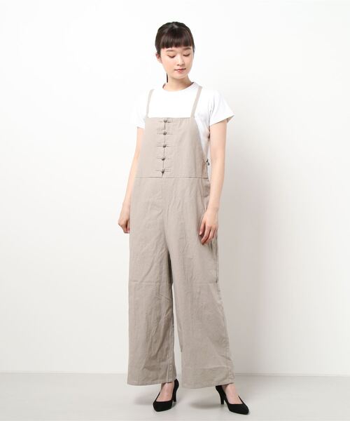 Samansa Mos2(サマンサ モスモス)の「チャイナボタンサロペット(サロペット/オーバーオール・レディース・チャコール/カーキ/ベージュ・フリ-)」の8枚目の写真