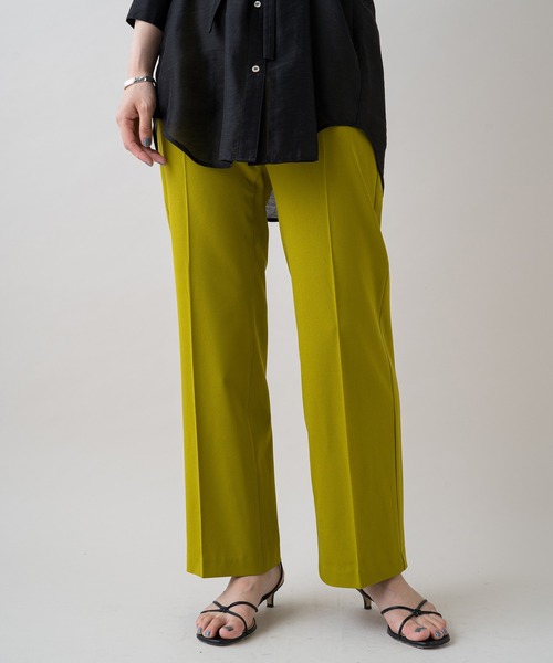 LOUNGEDRESS(ラウンジドレス)の「ジョーゼットストレートパンツ(スラックス・レディース・チャコールグレー/ブラック/ライム・SMALL/MEDIUM)」の3枚目の写真