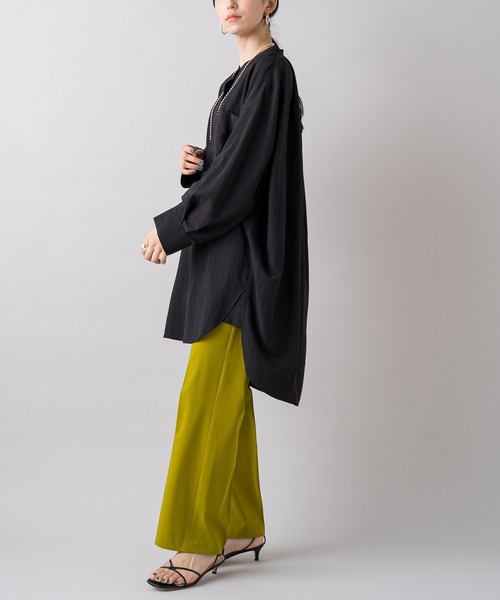 LOUNGEDRESS(ラウンジドレス)の「ジョーゼットストレートパンツ(スラックス・レディース・チャコールグレー/ブラック/ライム・SMALL/MEDIUM)」の11枚目の写真